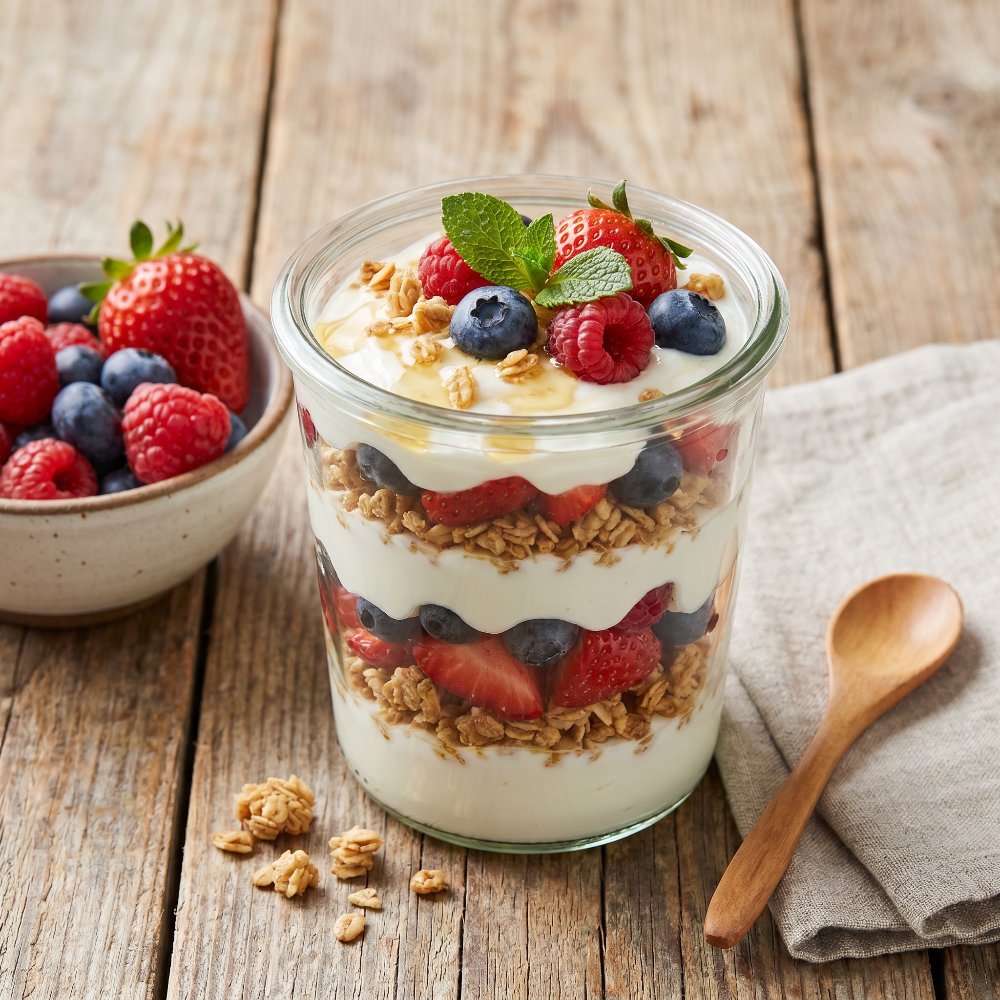 Greek Yogurt Parfait with Granola & Berries