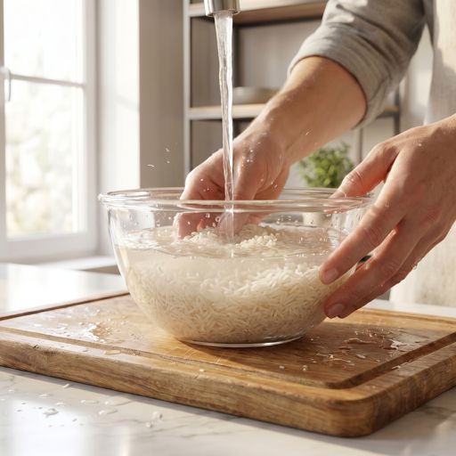 Rinsed jasmine rice