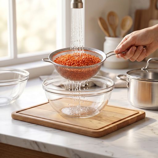Rinsed red lentils