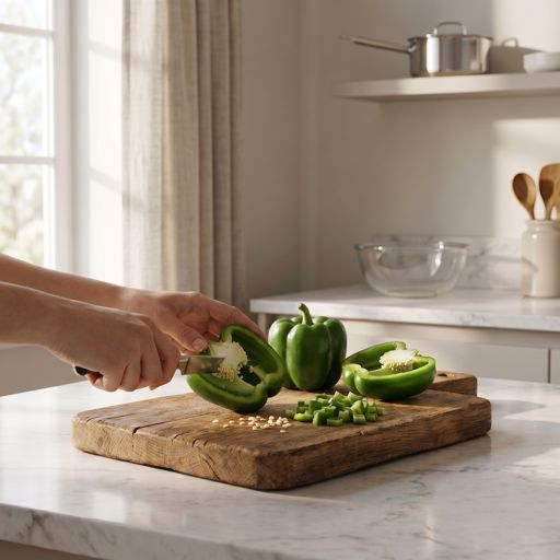Seeded green bell pepper