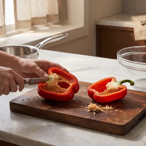 Seeded red bell pepper