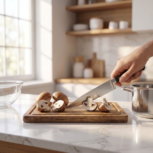 Quartered cremini mushrooms