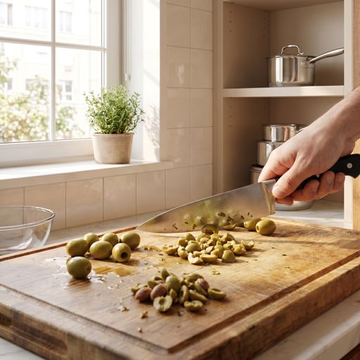 Roughly Chopped green olives