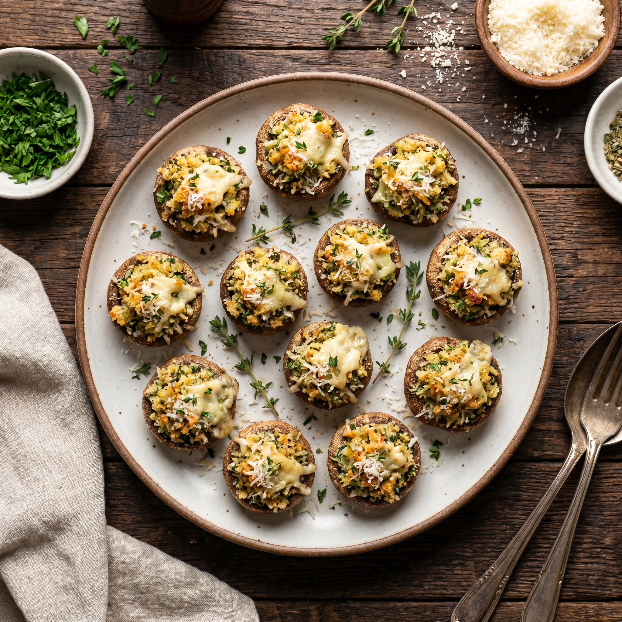 Creamy Herb & Parmesan Stuffed Mushrooms