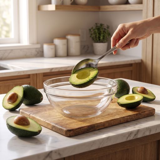 Step 1: Scoop the avocado